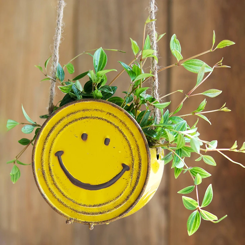 Smile Metal Rustic Decorative Pots, Planters Hanging