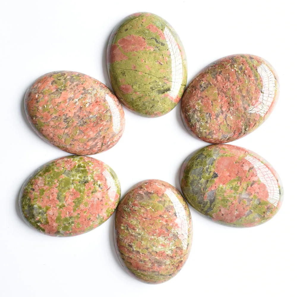 Großhandel 12 Stück/Set modische, sortierte Naturstein-Mischperlen in ovaler Cabochon-Form 30x40mm für DIY-Schmuckzubehör, kostenlos. – Detail 8