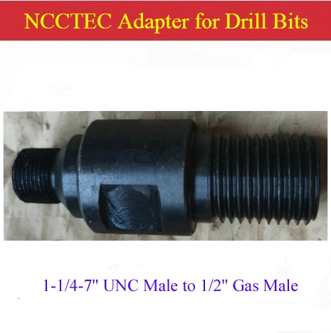 Adapter Connector 1-1/4-7'' UNC Male to 1/2'' Gas Male for Diamond Core Drill Bits Machines Converter