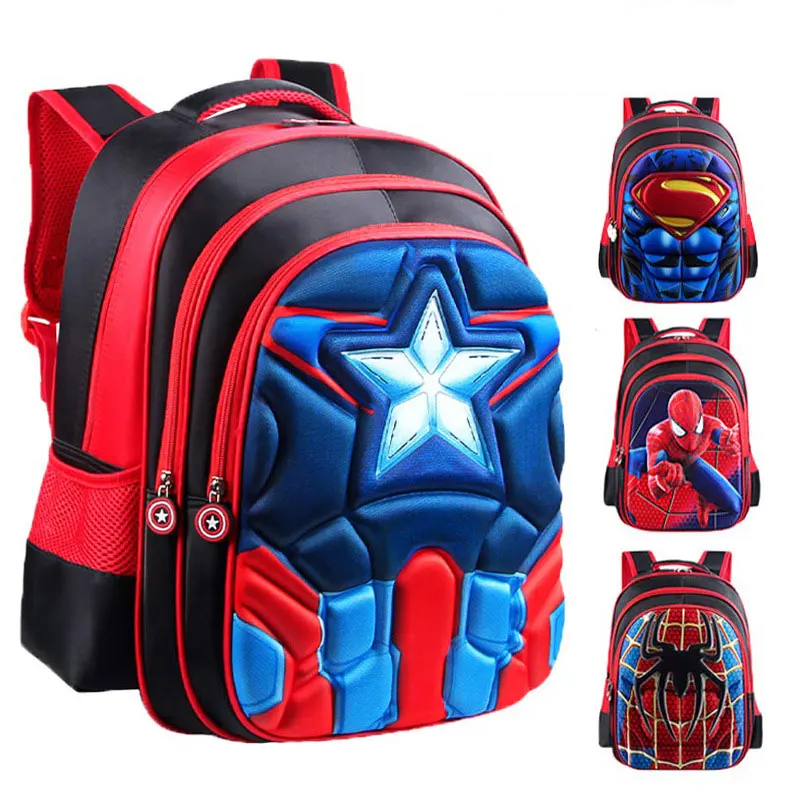 Boy Schoolbag Spiderman Captain America Children Kindergarten School bag Teenager Kids Student Backpack