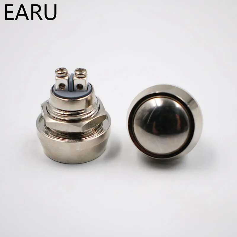 12mm metal campainha sino chifre empurrar botton interruptor à prova dnickel água niquelado abobadado momentâneo reset 1no parafuso de potência do motor automático pc