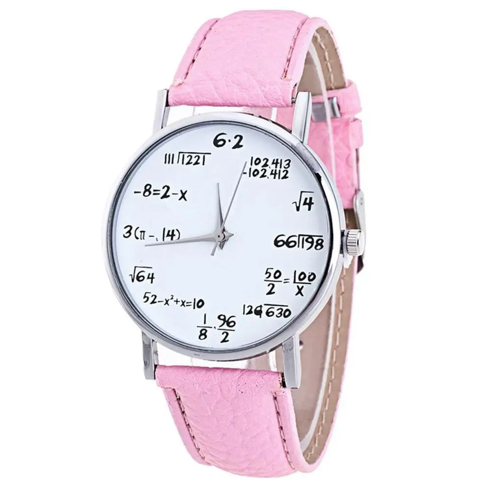 

Fashion Women Creative Watch Ladies Round Watches Leather Band Quartz Wristwatches Women Mathematical Formula Watch Best Selling