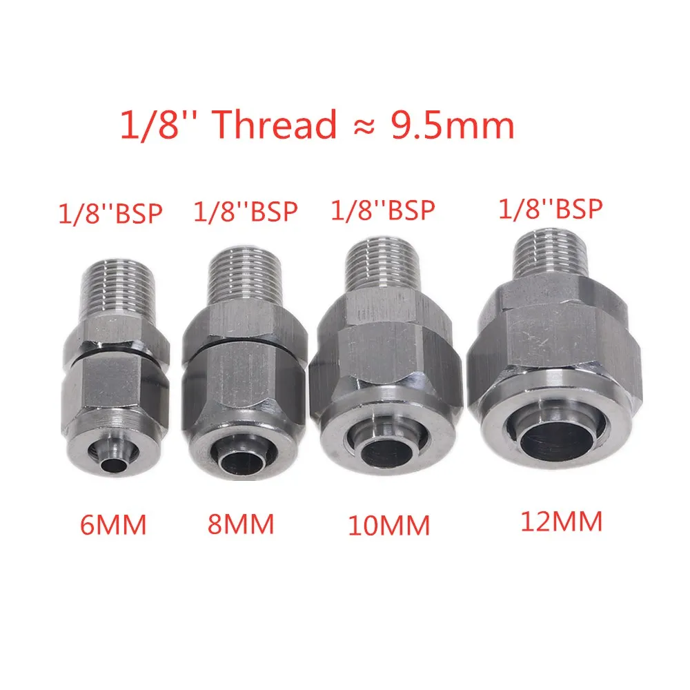 1pc Quick connectors Tube Pipe Fittings Threaded Male Connector Stainless Steel SS 304 1/8\'\' 1/4\'\' 3/8\'\' 1/4\'\' BSP Thread