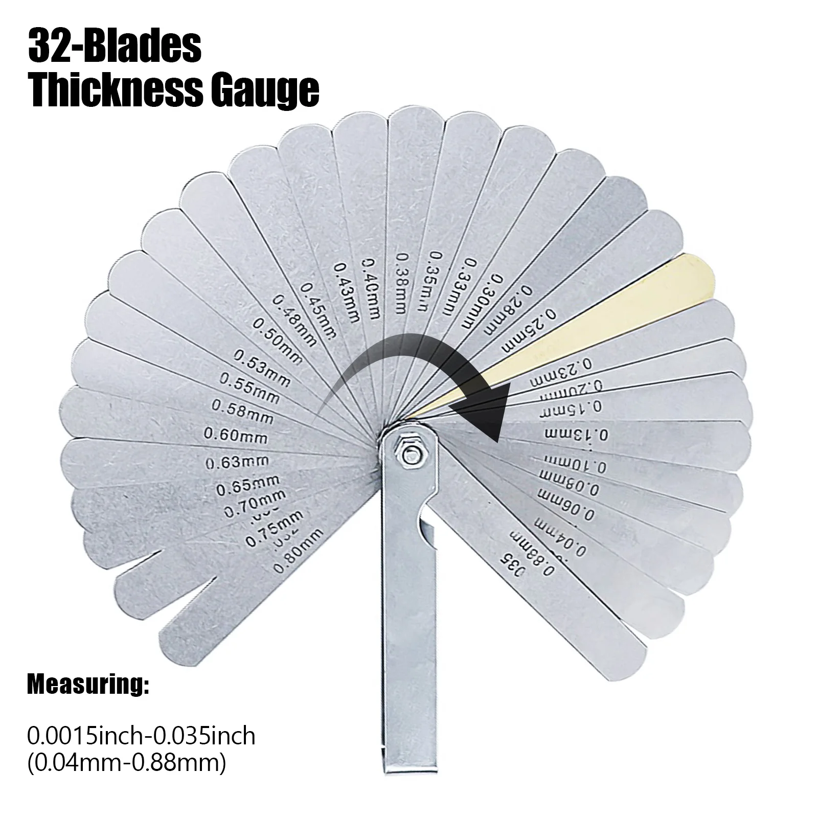 Calibrador de calibre métrico de 32 cuchillas, herramienta de diseño de medición de espesor, relleno de huecos de cuchilla, válvula de Tappet