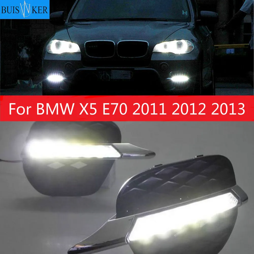 

1Pair DRL For BMW X5 E70 2011 2012 2013 Daytime Running Lights Daylight Car LED Fog head Lamp cover