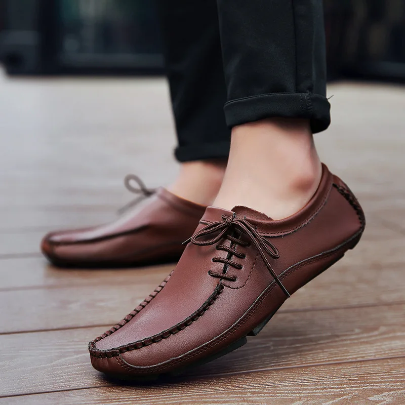 Genuine Leather Men Casual Shoes Fashion Loafers 2021 Newly High Quality Handmade Boat Shape Driving Shoes Man Zapatos De Hombre