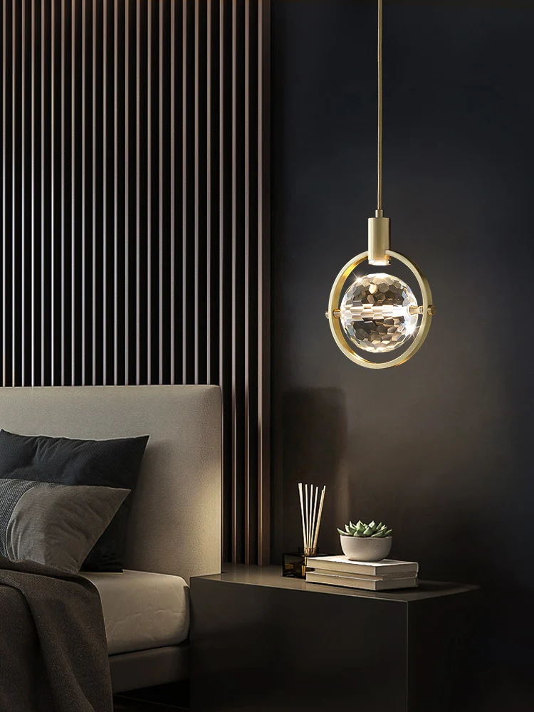 

Crystal Chandelier Post-Modern Light Luxury Bedroom Bedside Small Droplight Restaurant Bar Personality Long Line Chandelier