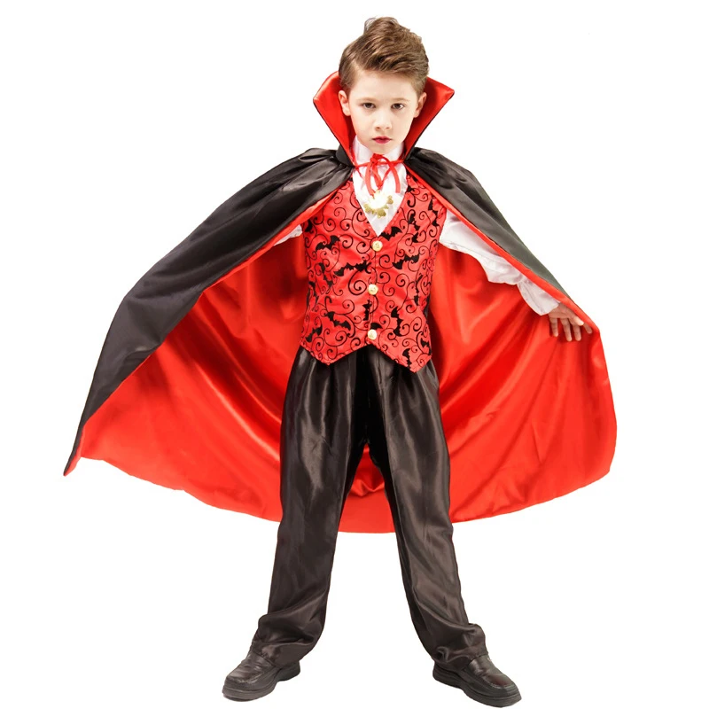 Scary Vampire Dracula Boys Fantasia Halloween Cosplay Carnival Party Kids Child Earle Dracula Gothic Vampire Costume