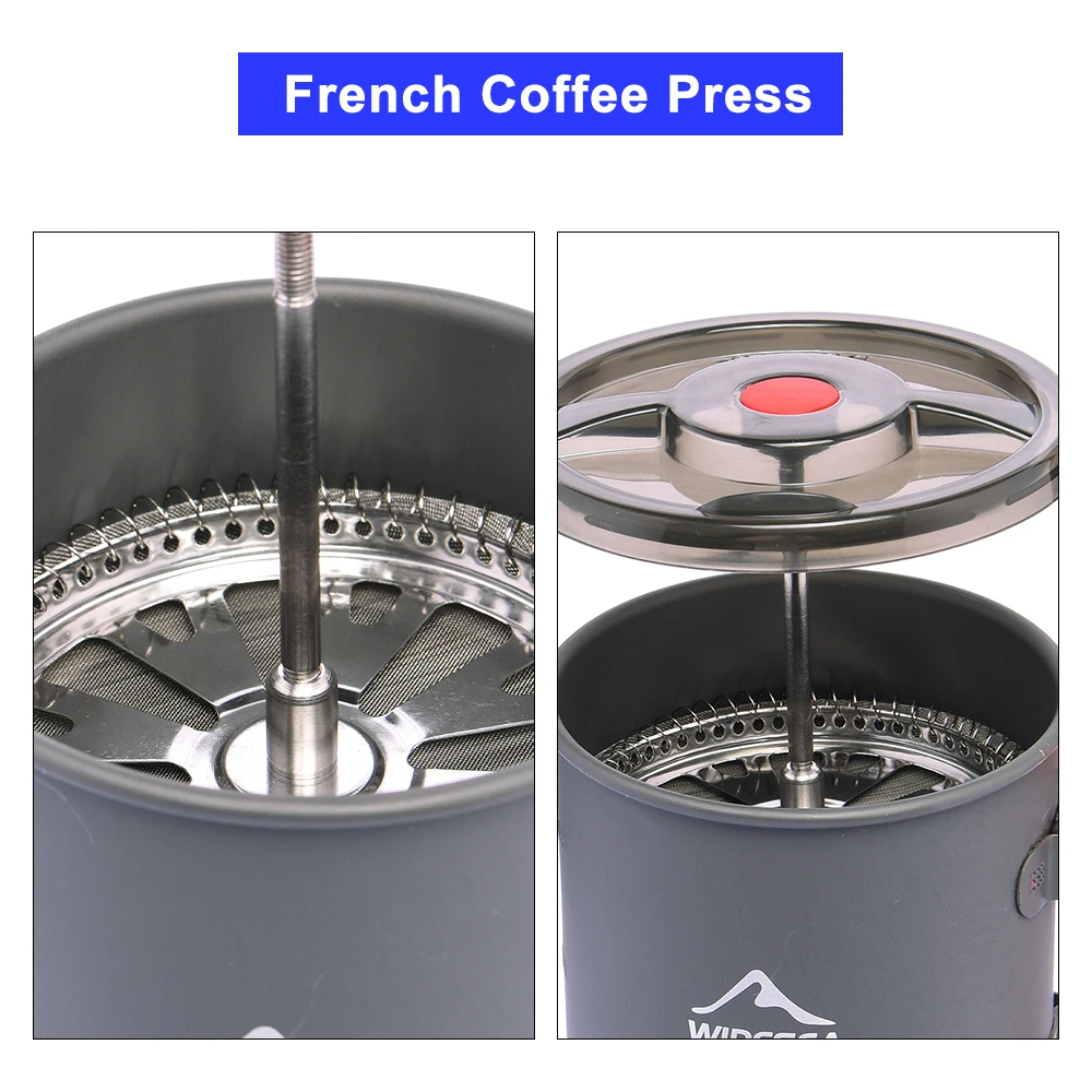 Widesea Camping Coffee Pot with French Press Outdoor Cup Mug Cookware for Hiking Trekking 4