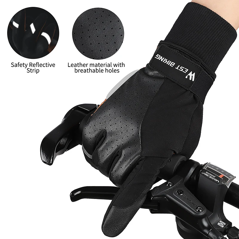 WEST BIKING Winter Cycling Gloves Windproof Thermal Waterproof Gloves Touch Screen Anti slip Bike MTB Skiing Motorcycle Riding