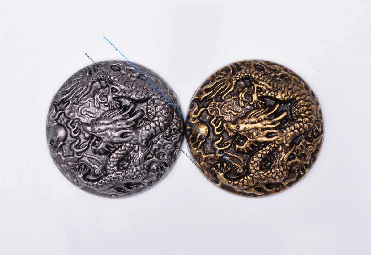 6x 35mm BIG Heavy Sturdy Antique Brass Chinese Dragon Concho Buttons For DIY Leathercraft Handmade Wallet Belt Accessories