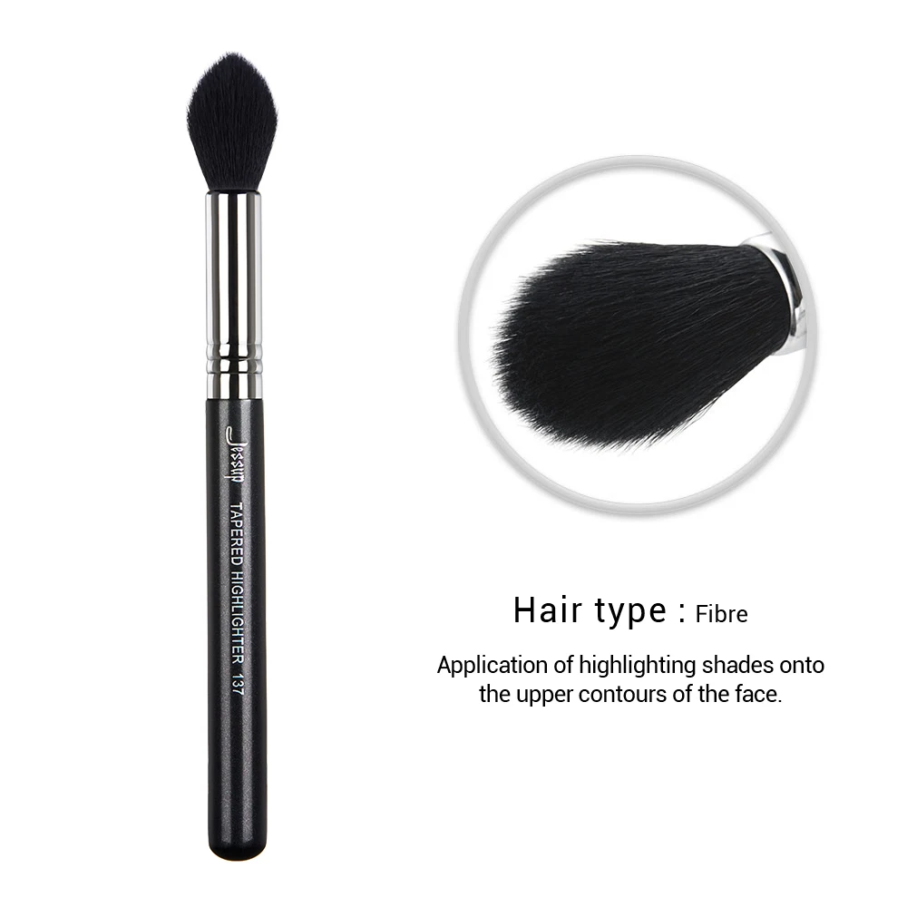 Jessup Tapered Highlighter Single Makeup Brush Face 1Pcs Black-Silver Professional Fiber Hair Cosmetic Tool Wholesale 137