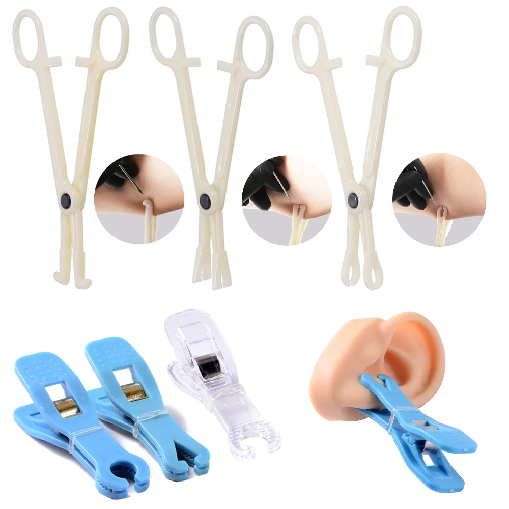 1PC Profession Acrylic Disposable Piercing Clamp Ear Lip Navel Nose Round Open Septum Piercing Tools Forceps Plier Clamp