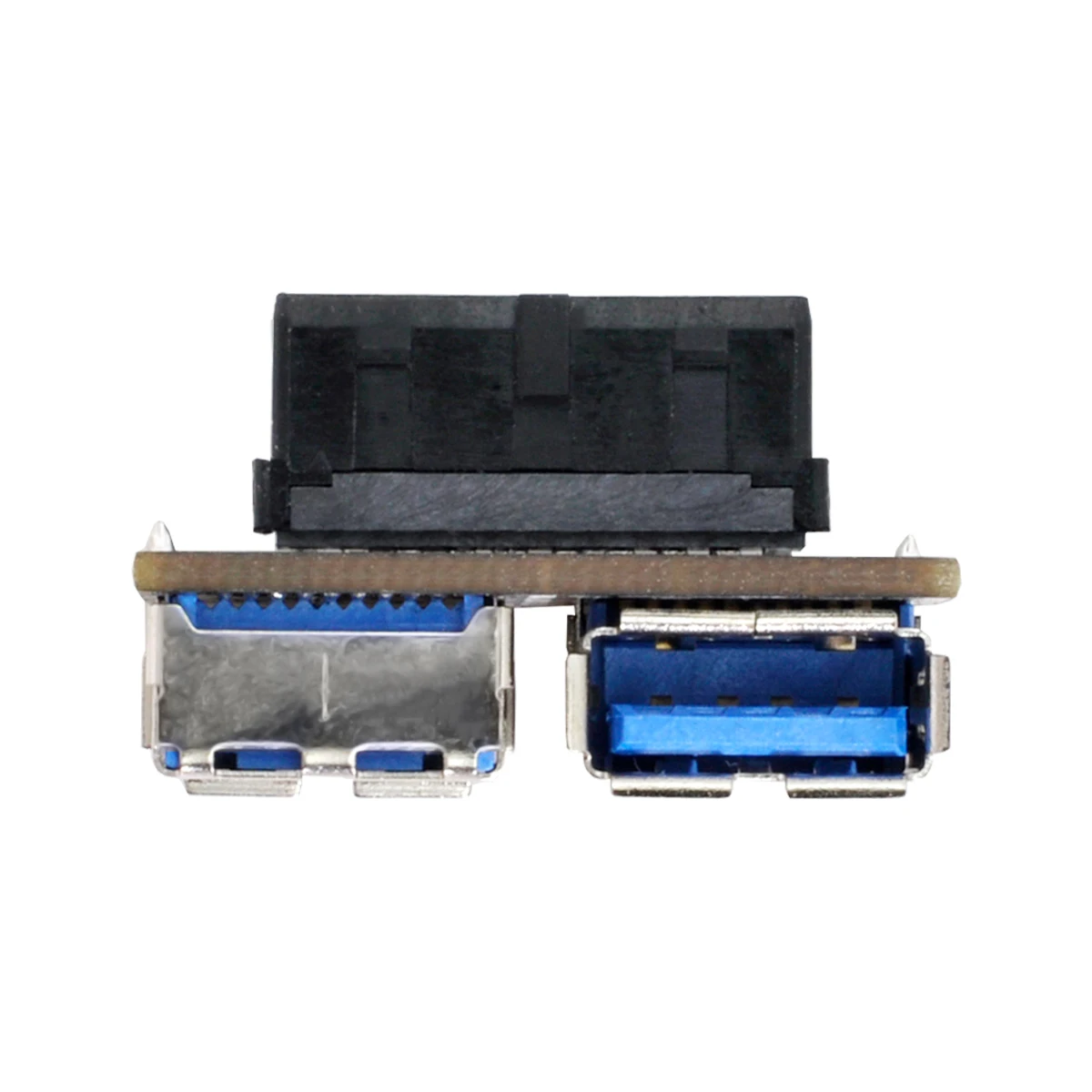 Dual USB 3.0 Type AFemale to Motherboard 20/19 Pin Box Header Slot Adapter PCBA Flat Type