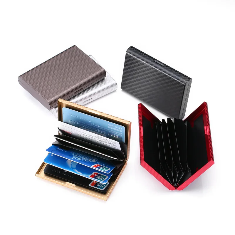 Bycobecy Custom Carbon Fiber Card Holder Metal Plastic NFC Wallet Passport Holder Document Organizer RFID Slim Wallets Men Woman