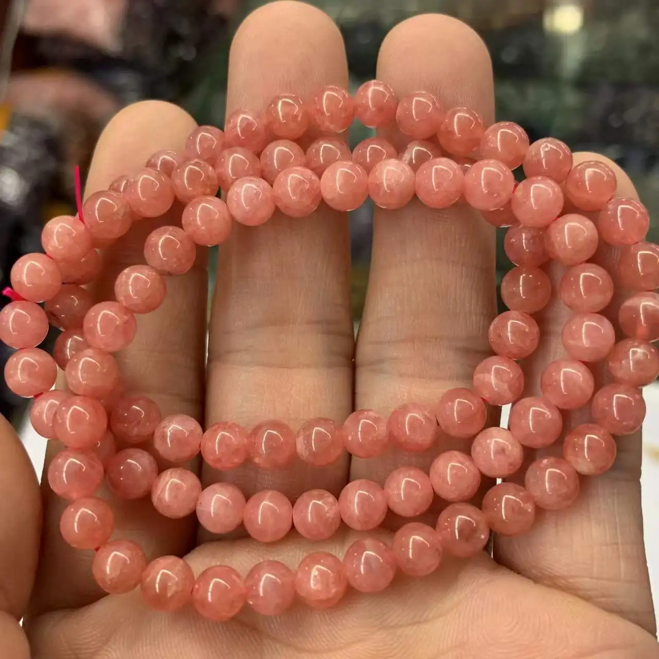 

6-6.5mm 5A Grade Round Genuine Pink Argentina Rhodochrosite Precious Stone Beads Natural Stone DIY Loose Bead For Jewelry Making