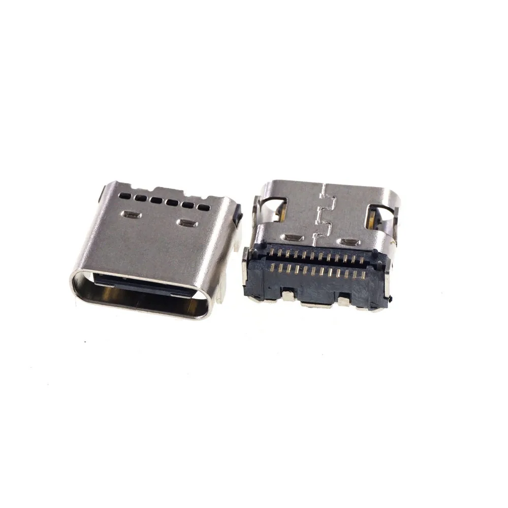 5Pcs USB 3.1 Type-C Connector 24 Pin Receptacle Right Angle PCB SMT Dual Row Tab Female Socket Support Terminal TH 3A