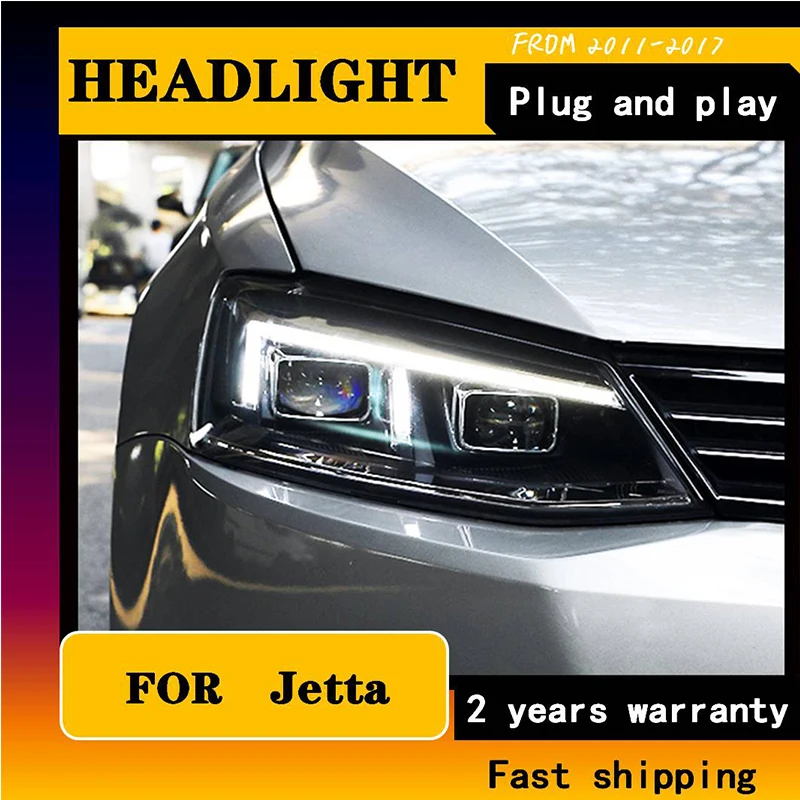 Car Styling For new VW Jetta 2011-2017 LED A8 Design Head Light LED Headlight DRL Lens Double Beam H7 HID Xenon Bi-xenon Lens