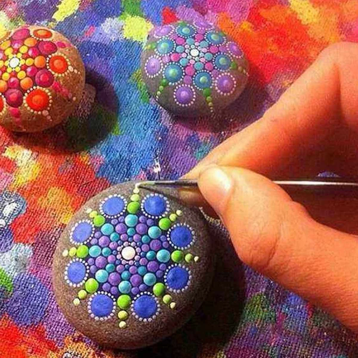 Juego de Herramientas de punteado de Mandala para mujer, pinceles acrílicos, varillas de Color, para pintar rocas, dibujar y dibujar, 40 Uds.