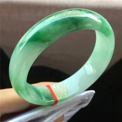 

Zheru Jewelry Natural Burmese Jade 54-64mm Light Green Bangle Elegant Princess Jewelry Best Gift