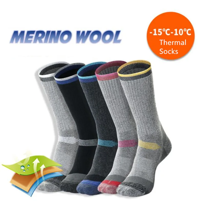 New Winter Men Women Merino Wool Thermal Ski Socks Warm Snowboard Hiking Sports Socks Outdoor Trekking Thermosocks