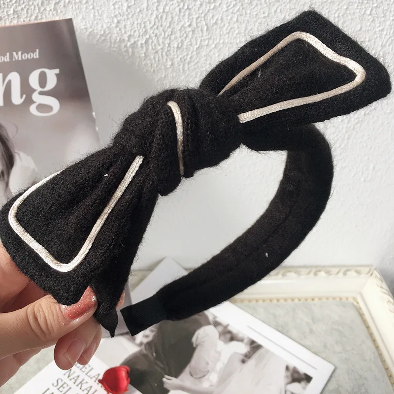 

Fashion Luxurious Square bow wool Hair Hoop Headband rabbit ears Hairband for Women Girls Gauze Hair Band Hair Accessories