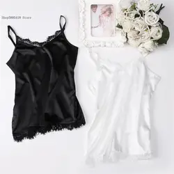 Womens Vest Lace Camisole Crop Tops Female Shirt Summer Silk Tank Top Women Sexy V Neck Basic Tops Blusas Casual