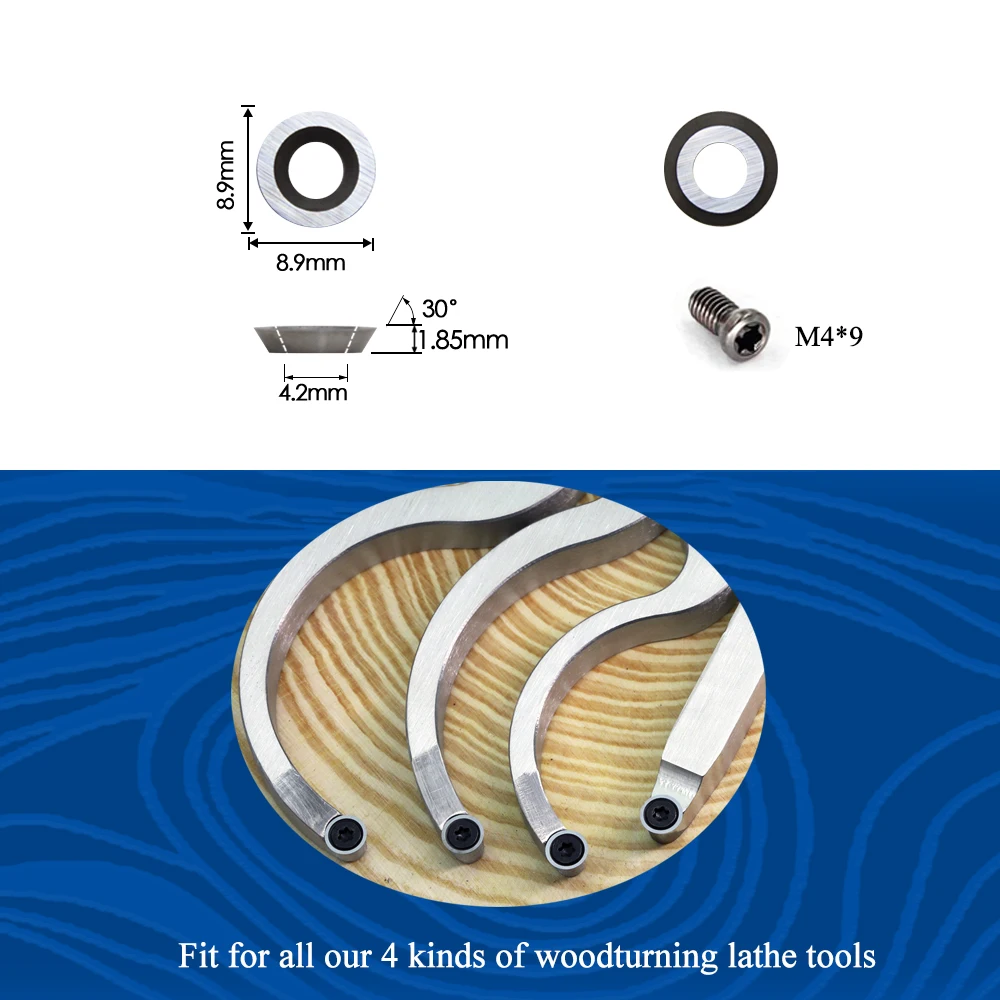 Ci5 8.9mm inserções redondas de carboneto cortadores facas substituição se encaixa para torno diy torneamento madeira finalizador ferramenta oca 5 peças