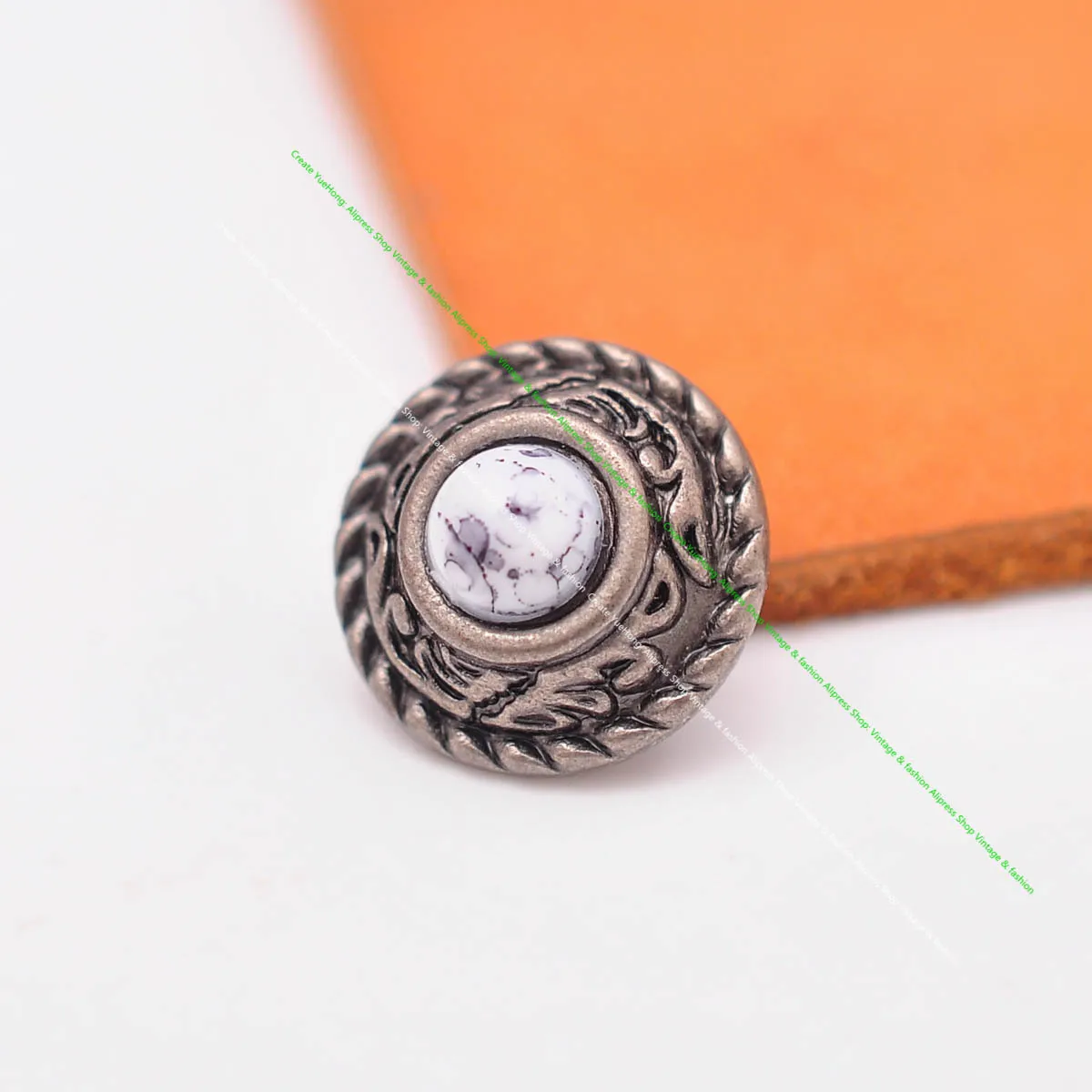 10pcs 12mm antike silberne Blume Seil Seite Leder handwerk Gürtel Zubehör Handtasche Brieftasche schwarz türkis Concho Screw back – Detail 2