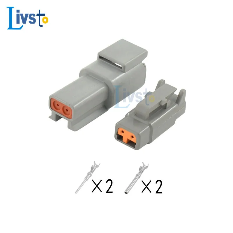 1 Set 2 3 4 6 812 Pin Way Deutsch DTM Waterproof Connector With Pins Automotive DTM06-2S DTM04-2 3 4 6 8 12P 20-24AWG