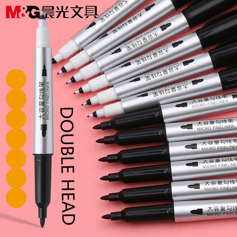 12PCS/BOX M&G big capacity black large head pen oil pen waterproof  student art stroke star signature pen brush pen ZCPN0317