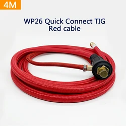 WP26 Quick Connect TIG Welding Torch Gas-Electric Integrated Red Hose Cable Wires 4M/157.48in 35-50 Euro Connector