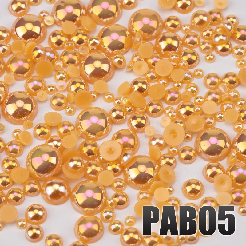 VDD 200g Großhandel Gemischte Größen 3-10mm Farbe AB Macaroon ABS Imitationsperlen Halbrunde Flachrückseitige Perlen DIY Nagelkunst Dekoration Handwerk – Detail 7