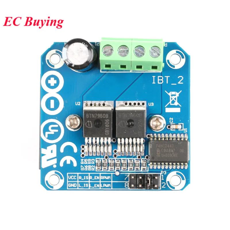 คู่ BTS7960/BTN7960 43A H-bridge High-power โมดูลไดร์เวอร์มอเตอร์/diy smart car Current Diagnostic DC Board Controller 7 V-12 V