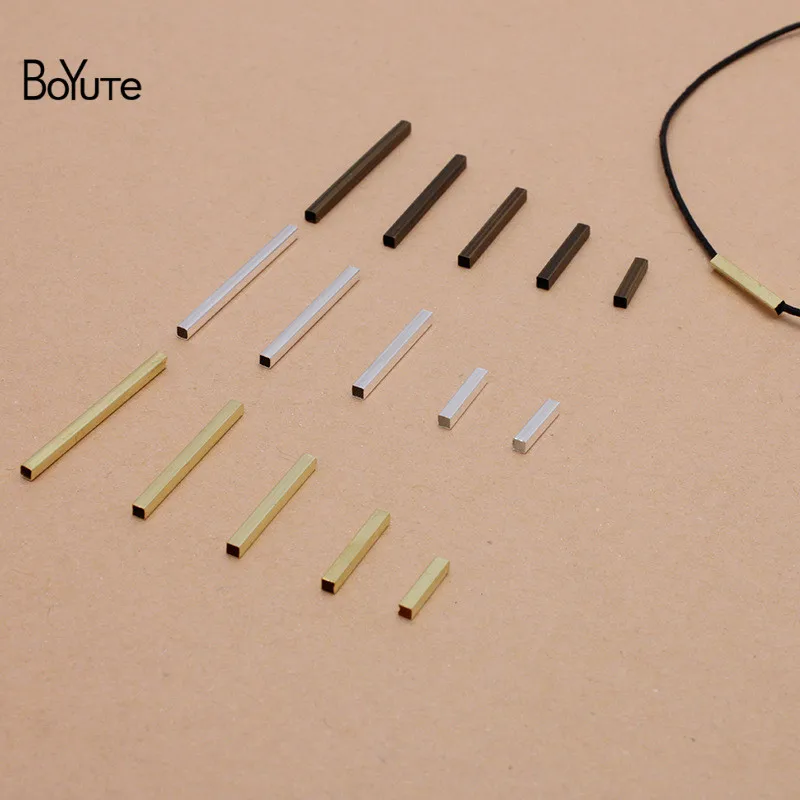 BoYuTe (500 Pieces/Lot) 10-15-20-25-30MM Length Metal Brass Square Tube Materials DIY Hand Made Jewelry Accessories