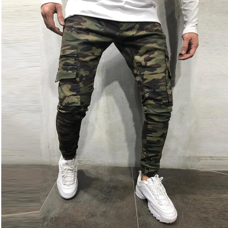 Autumn Camouflage Style Men\'s Jeans Joggers Sweatpants Cargo Trendy Hip Hop Solid-Colored Pencil Pants Men Fitness Trousers