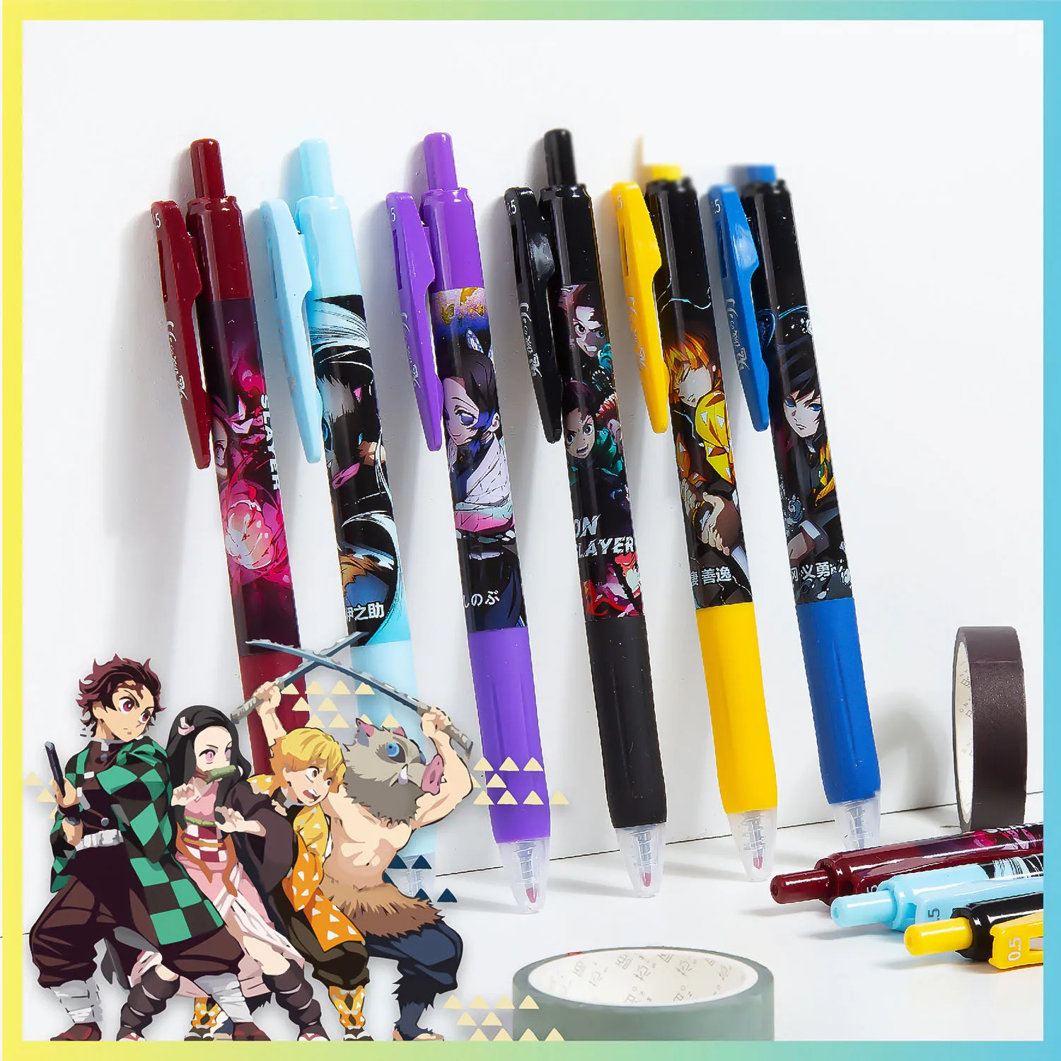 

36 pcs/lot Demon Slayer Press Gel Pen Cute 0.5mm Black Ink Signature Pens Promotional Gift For kids Stationery School Supplies