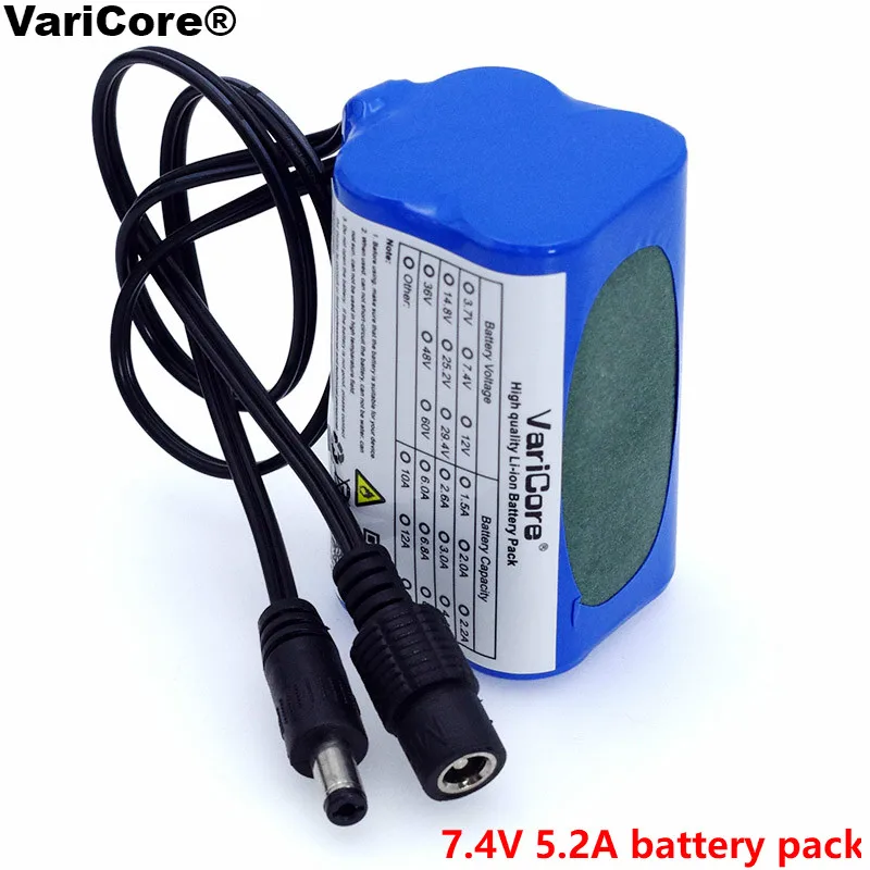 VariCore Protect 7.4 V 5200 mAh 8.4 V 18650 li-lon bateria światła rowerowe lampa czołowa specjalny akumulator DC 5.5*2.1MM