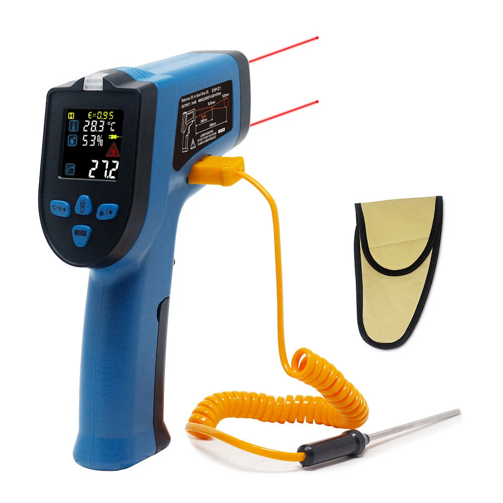 Ketotek Thermometer Infrared Laser IR Temperature LCD Pyrometer with Alarm Device Humidity Hygrometer Meter Not for Human