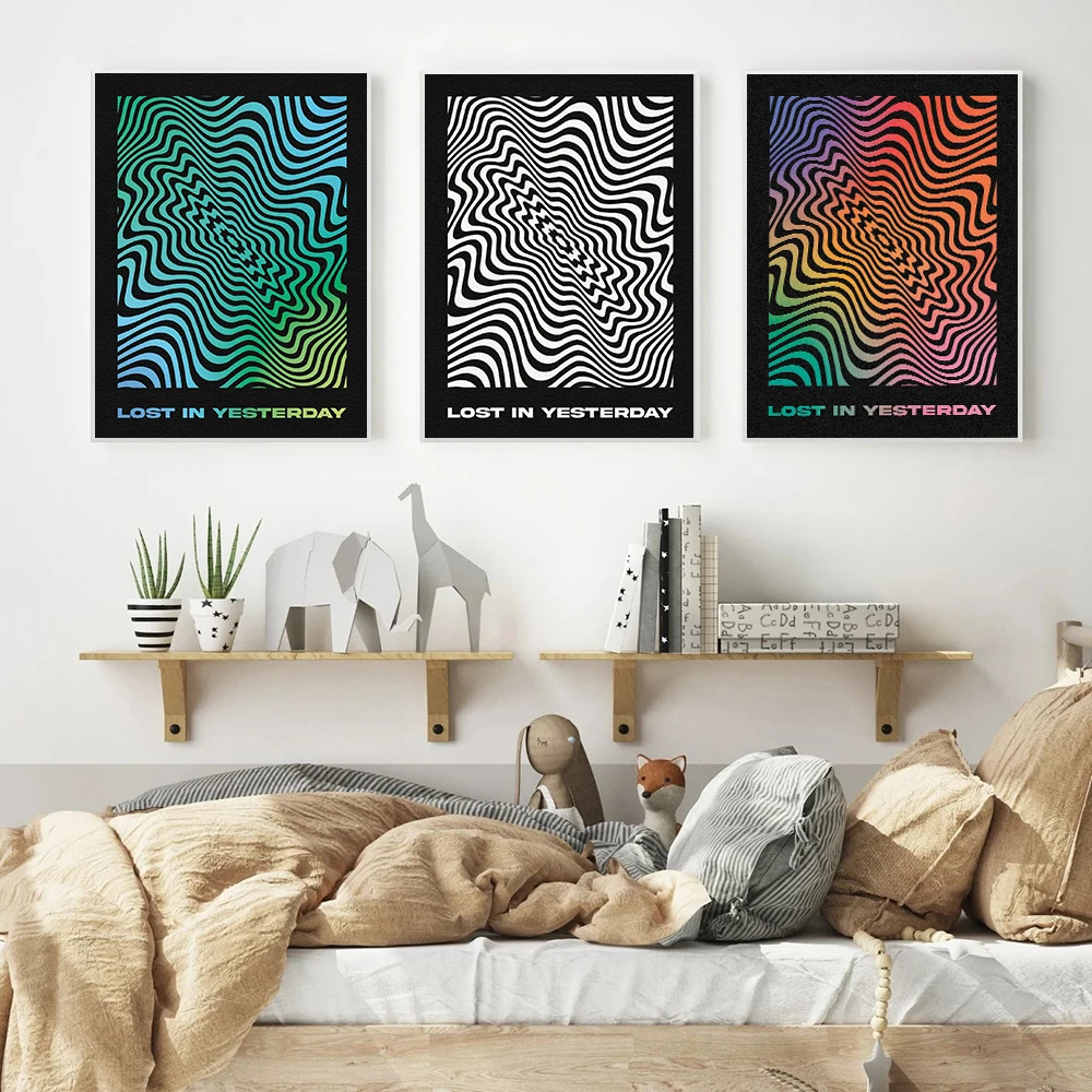 Tame Impala Inspired Print Poster Lost In Yesterday Lyrics Abstract Colourful Canvas Picture Rock Roll Music Rainbow Wall Decor