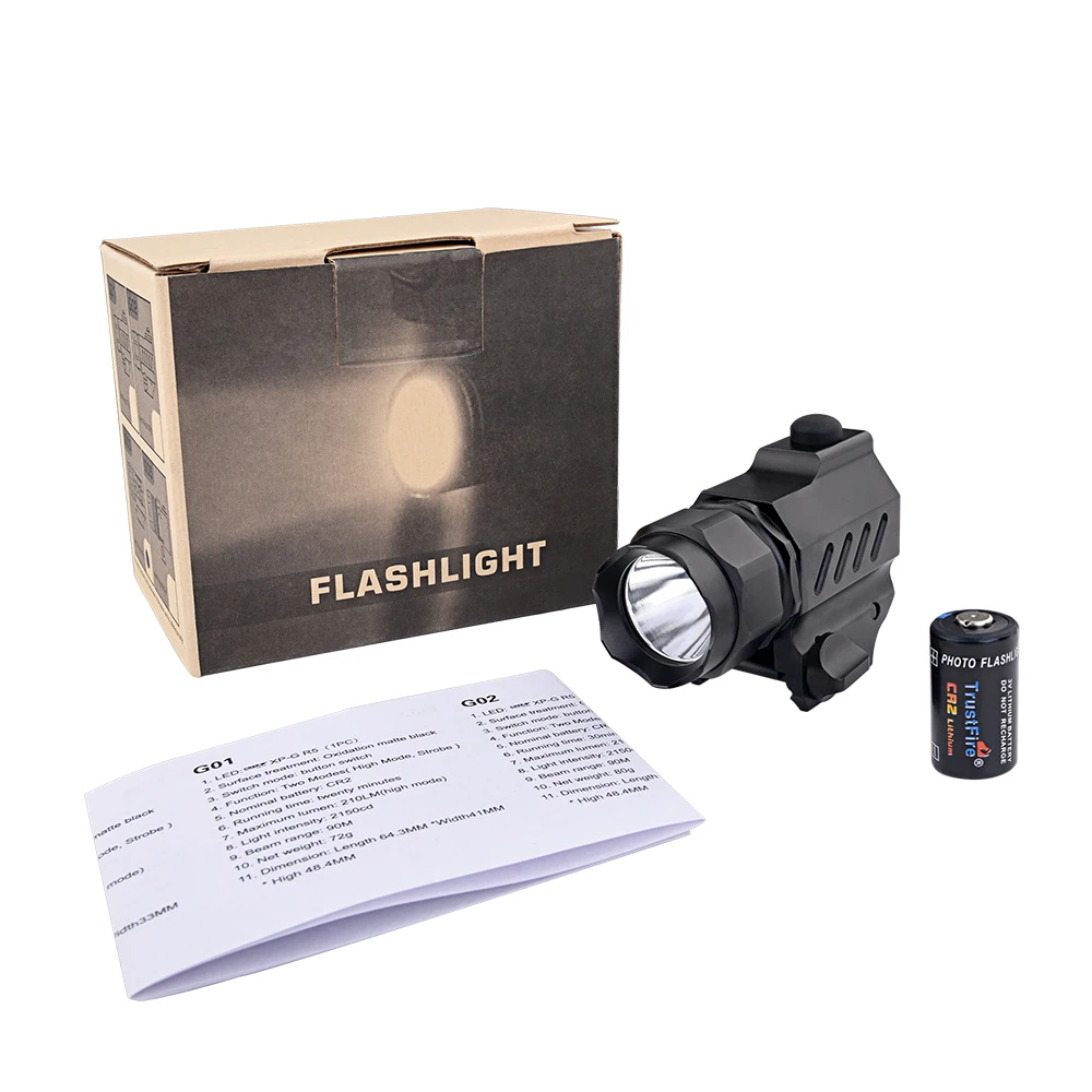 TrustFire-G01 210 Lumen Flashlight Gun Weapons Lights Tactical Equipment Lamp Powerful Pistol Flashlights Glock 19 Accessories