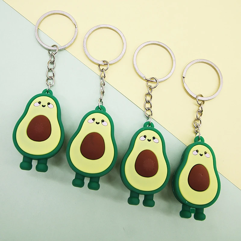 Fashion Simulation Fruit Avocado Smile Keychain 3D Resin Key Chains Jewelry Gift