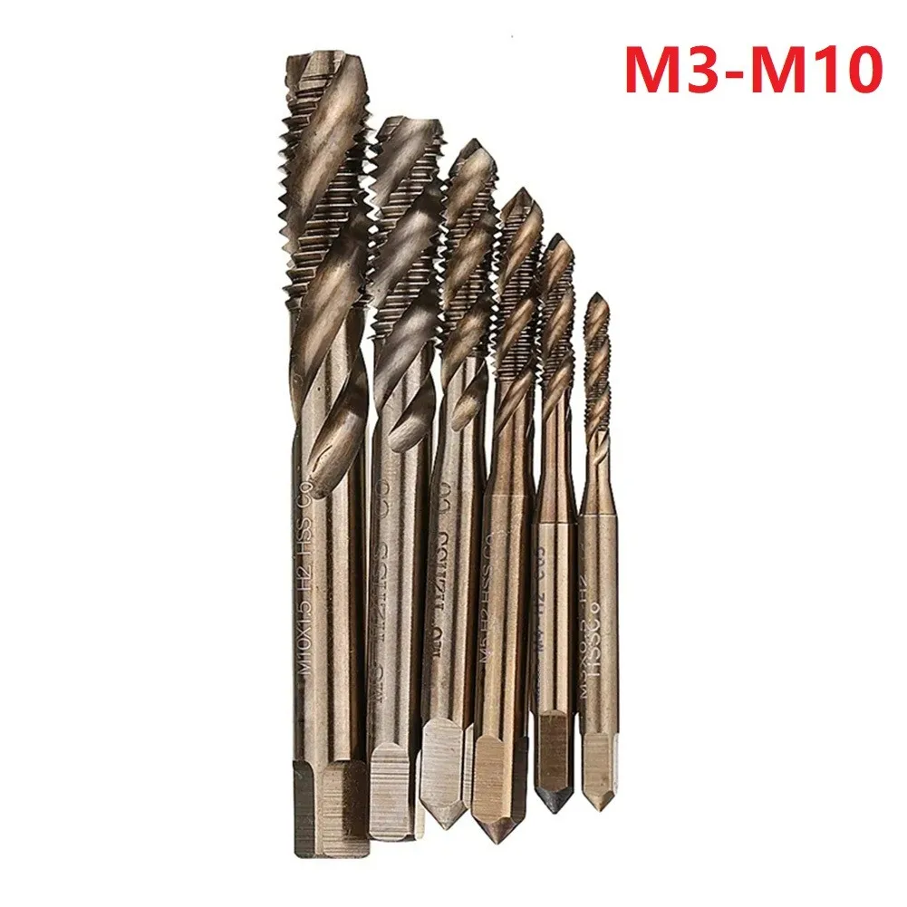 M3-M10 Tap HSS Cobalt M35 Machine Sprial Flutes Taps Metric Screw Tap Right Hand Hand Repair Tools Accessories