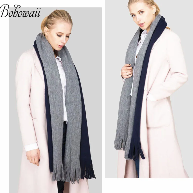 

BOHOWAII Foulard Winter Keep Warm Cashmere Scarf Women Bufandas Invierno Mujer Large Soft Shawls Wraps Scarves