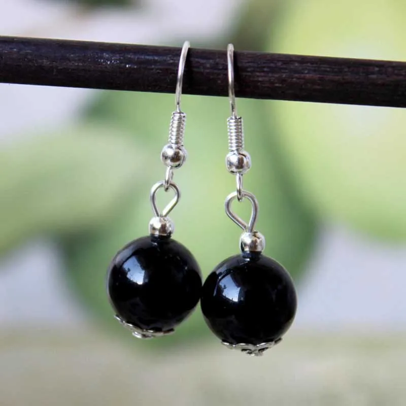 Retro Fringed Ladies Earrings Luxury Tibetan Tremella Hook Natural Stone Pendant Earrings Bohemian Style Jewelry