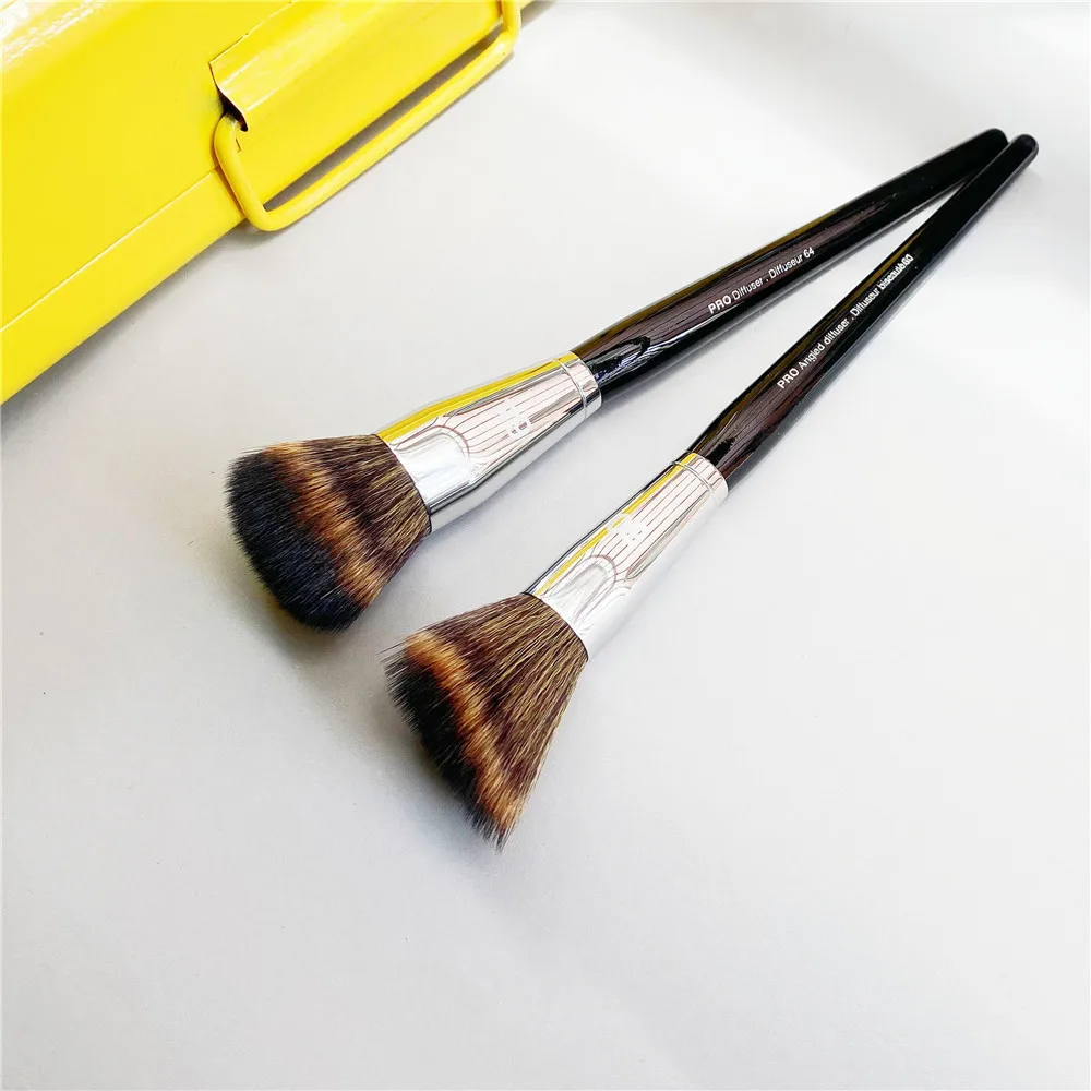 Pro Makeup Brushes Angled Diffuser 60 Foundation 64 with Soft Synthetic Hair Cosmetic Tool for Contour Highlighter Blush Powder