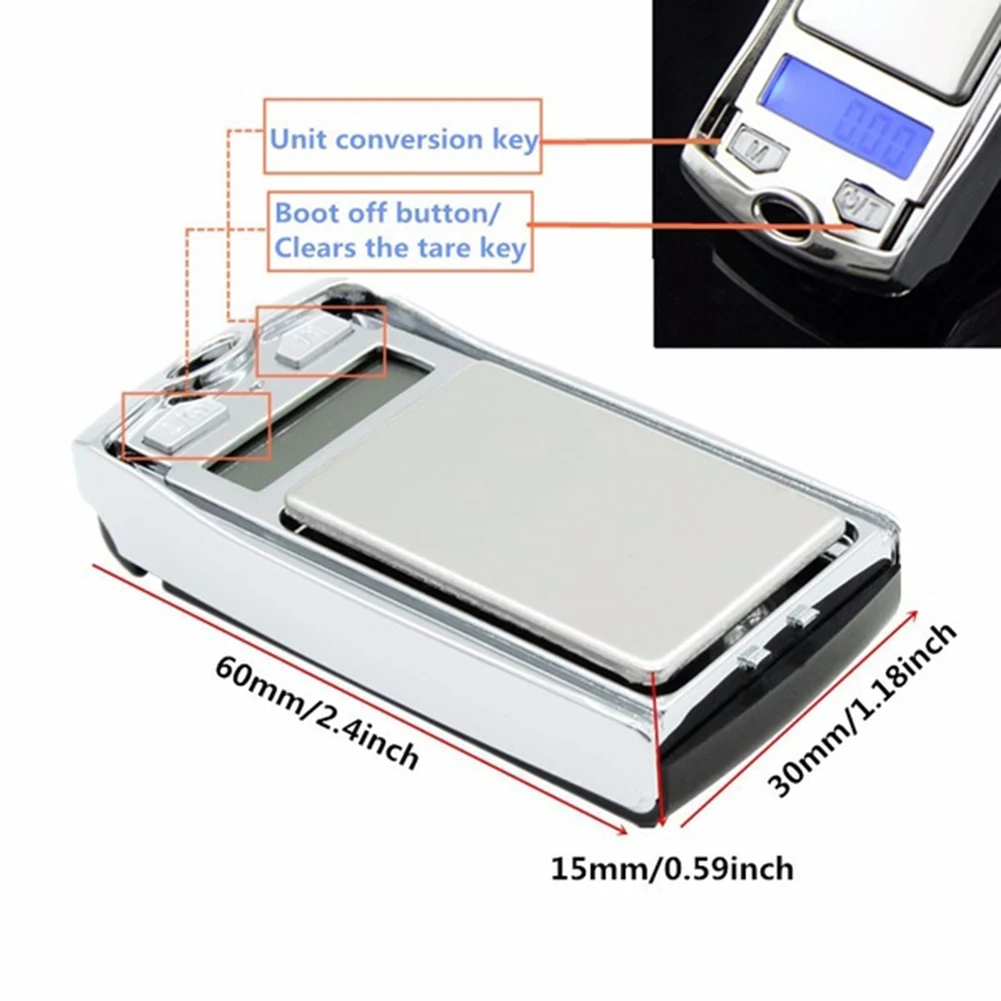 200g/0.01g Mini Digital Scale Portable Scale High Precision Jewelry Electronic Scale Balance Car Key Ring Keychain Kitchen Scale