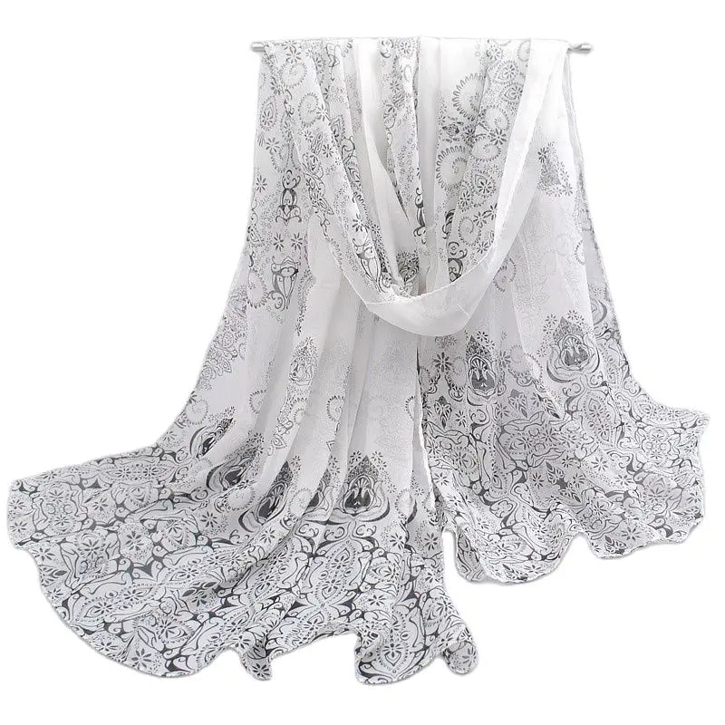 Designer Chiffon Scarves Porcelain printed soft chiffon velvet Silk scarves for Girl 60*150cm P7A16012