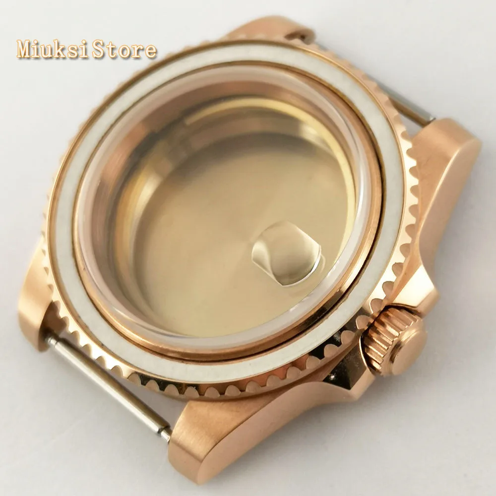 

40mm sapphire glass rose gold solid 316L stainless steel case for NH35 NH36 ETA 2836 Mingzhu DG2813,3804,Miyota 8215 movement