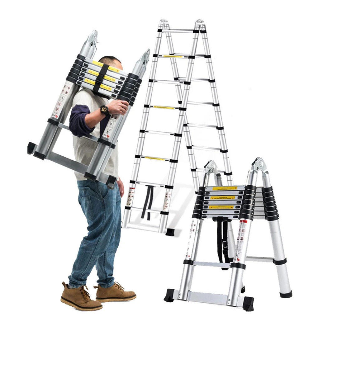 

Folding Telescopic Ladder 16ft-31.5ft Professional Aluminum Portable Ladder Multi-Purpose Extended Ladder Frame